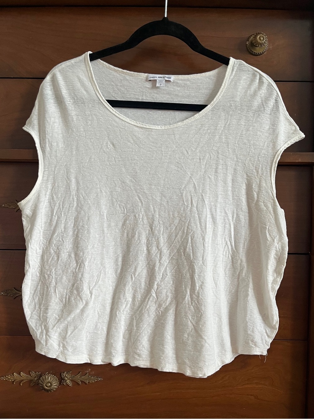 James Perse Cream Scoop Neck Short Sleeve Tee